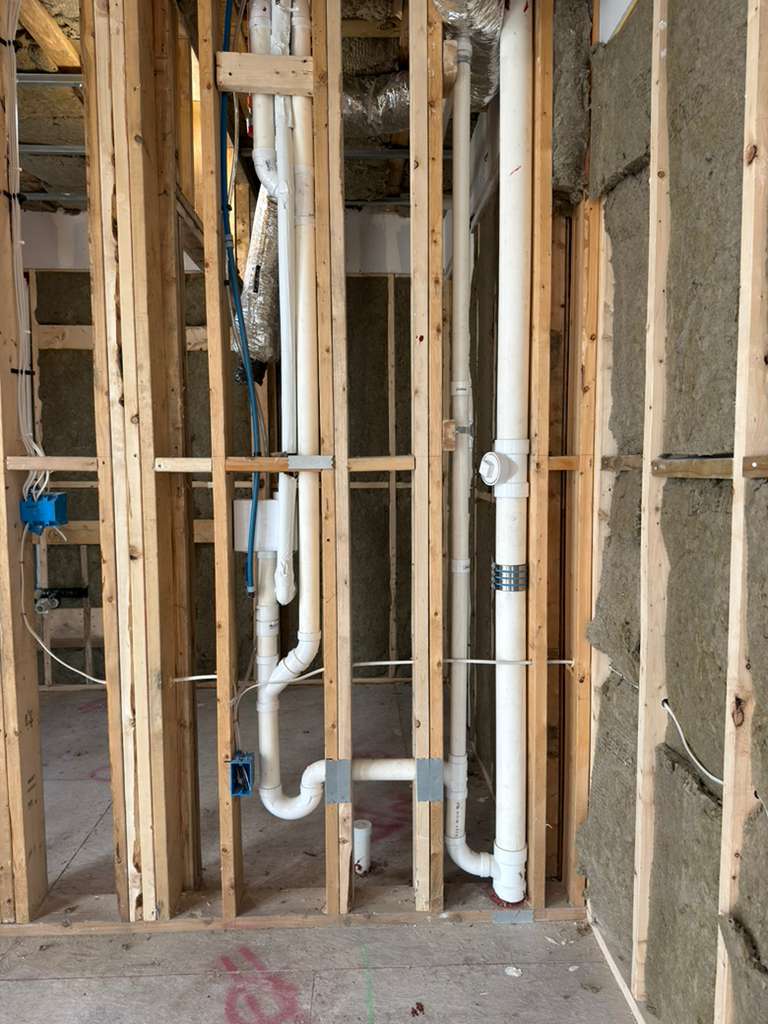 Laundry rough plumbing installation for washer and utility sink water lines